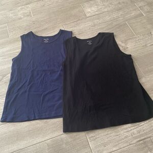 Women's Black and Blue Tank Tops